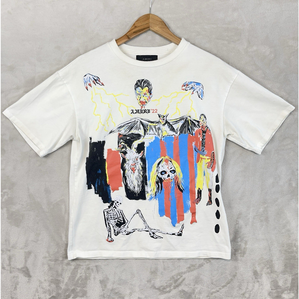 Amiri x Wes Lang Blood 38 T Shirt AW22 Nosferatu Dracula Graphic S Indie Sleaze